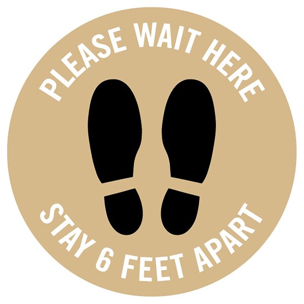 Identity Group Please Wait Here, 6 Feet Apart, Tan, 15" 8479T